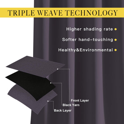 NICETOWN Bedroom Blackout Curtains and Drapes 54" L - Window Treatment Thermal Insulated Solid Grommet Blackout Draperies for Home Office (Greyish Purple, 2 Panels=92" Wide)