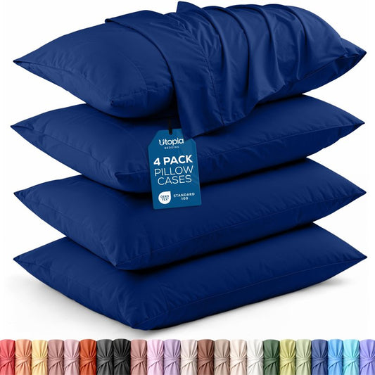 Utopia Bedding Queen Pillow Cases - 4 Pack - Envelope Closure - Soft Brushed Microfiber Fabric - Shrinkage and Fade Resistant Pillow Covers Queen Size 20 X 30 Inches (Queen, Royal Blue)