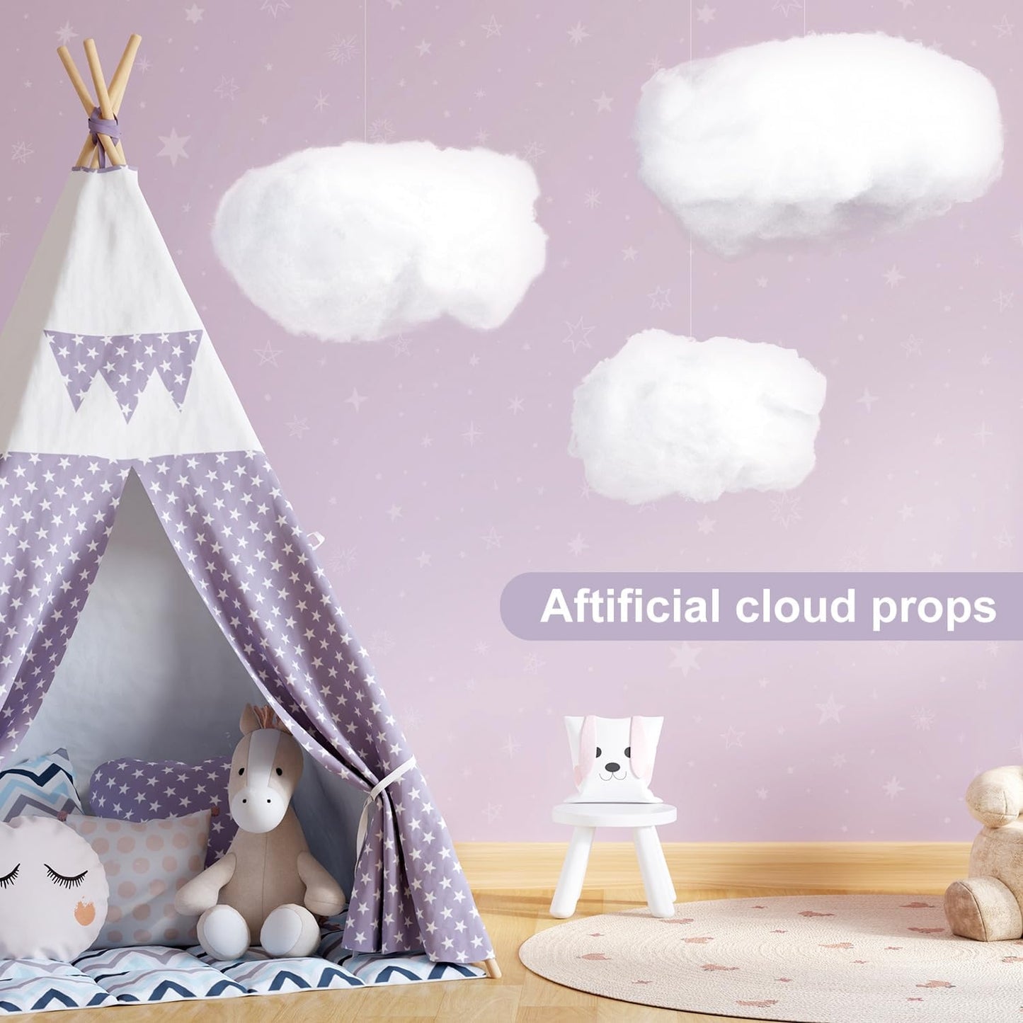 ZAUGONTW Artificial Cloud Decorations - 3D Hanging Props for DIY Room Decor | 6 Pieces in 3 Sizes
