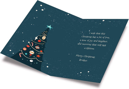 Prime Greetings Christmas Card for Brother - Eco-Friendly Thick Card Stock | 5in x 7.75in with Premium Envelope