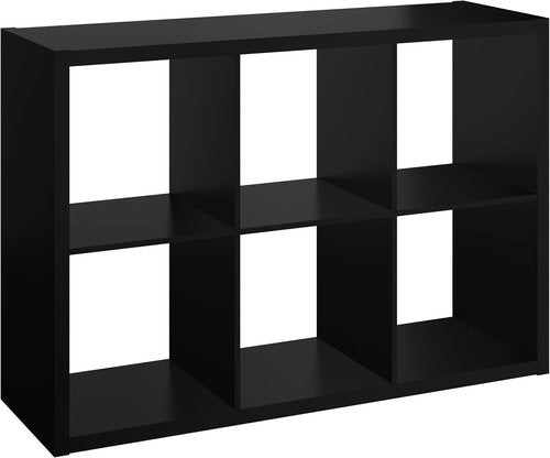 ClosetMaid 6-Cube Storage Shelf Organizer - Versatile Wood Bookshelf in Black Finish, Easy Assembly