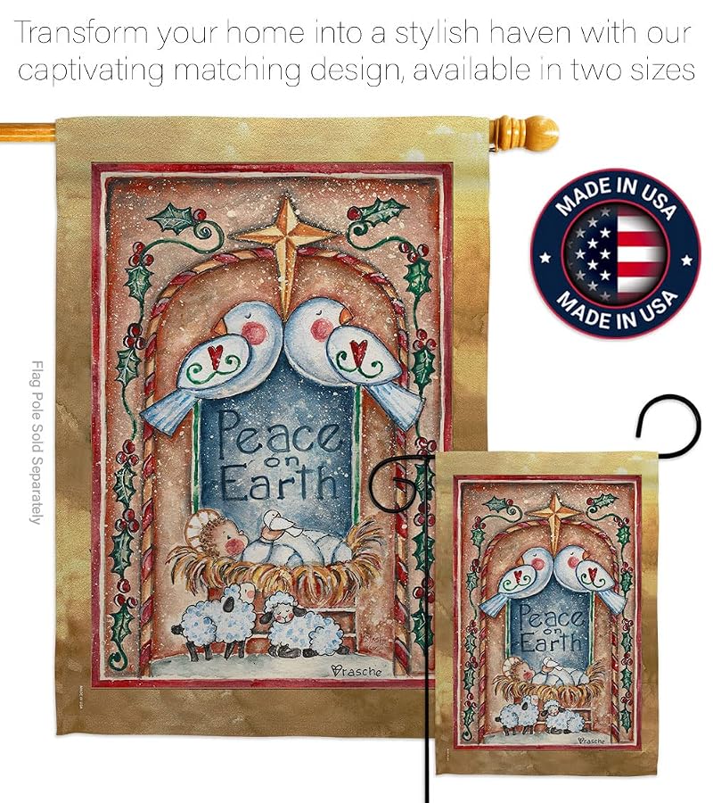 Nativity Doves Flag Wall Banner - 28x40 In House Flag for Indoor/Outdoor Decor