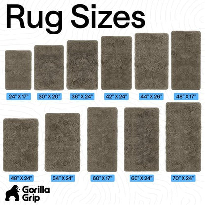 GORILLA GRIP Bath Rug Mat 60x24, Thick Soft Absorbent Chenille, Quick Dry Microfiber Mats, Rubber Backing Washable Shower Floor Rugs, Bathmat Runner, US Designed Bathroom Home Decor Accessories Latte