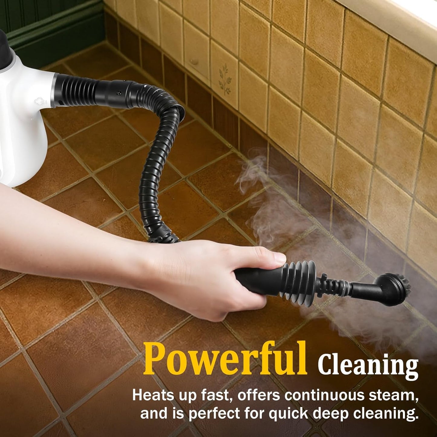 Steam Cleaner, Deep Cleaning Multi-Surface Handheld Steam Cleaner with Steam Lock Button & 16 PCS Accessories, 100% Natural Portable Steamer for Cleaning Home Car Bathroom Kitchen Grout Tile Window