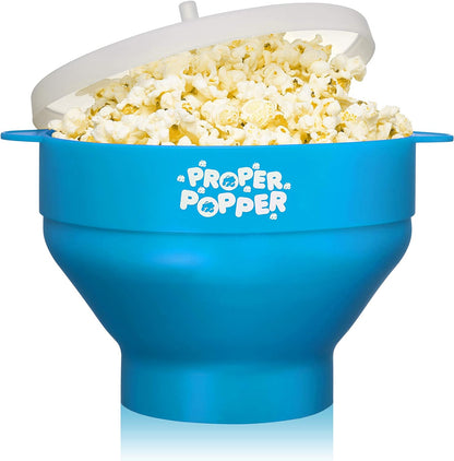 Proper Popper Microwave Popcorn Maker - Collapsible Silicone Bowl, BPA Free & Dishwasher Safe | Turquoise