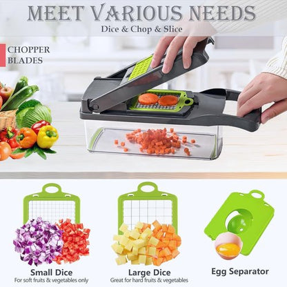 16-in-1 Vegetable Chopper by [Brand Name] - Mandoline Slicer & Onion Dicer with Container for Effortless Salad Prep