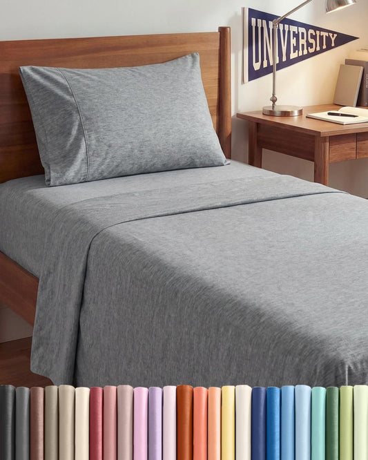 Skiennix Twin XL Sheet Set - Comfy Cooling 3-Piece Bedding - Luxury Grey Hotel Quality for All Ages