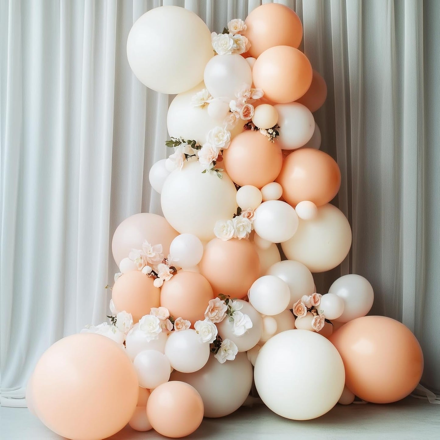 RUBFAC Nude Balloon Garland Kit - 129pcs in Various Sizes | Boho Beige & Apricot for Parties & Events