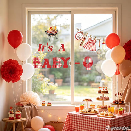 Its a Baby-Q Wall Decal | BBQ Baby Shower Decorations in Red