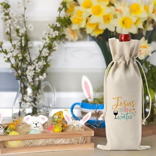 Funny Easter Wine Bag Easter Holiday Gifts for Women Men Easter Wine Bag Gifts for Wine Lover Easter Party Decorations Easter Basket Christian Religious Jesus Wine Bags