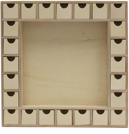 Creative Hobbies 13-Inch Christmas Advent Calendar Shadow Box - Pre-Assembled, Removable Drawers - Unfinished Wood for DIY Gifts & Crafts