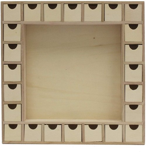 Creative Hobbies 13-Inch Christmas Advent Calendar Shadow Box - Pre-Assembled, Removable Drawers - Unfinished Wood for DIY Gifts & Crafts