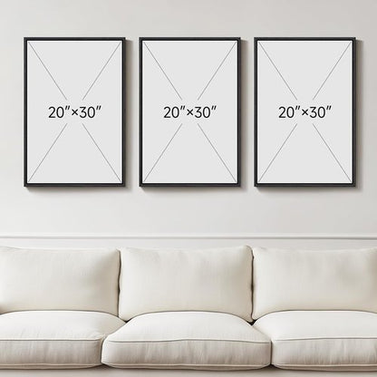 Large 3D Textured Framed Black and White Abstract Wall Art | Modern Minimalist 3-Piece Set for Living Room