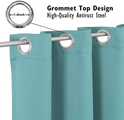 ChrisDowa Blackout Curtains - 84-Inch Thermal Insulated Grommet Panels for Bedroom & Living Room (Aqua, 2 Panels)