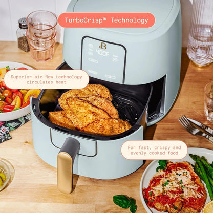 TurboCrisp 6-Quart Digital Air Fryer - Non-Stick, Dishwasher Safe, 4 Cooking Presets, 1750 Watt | Hydrangea Color
