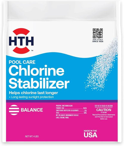 HTH 67061 Pool Care Stabilizer - Enhance Chlorine Longevity & Sunlight Protection | 4 Lbs