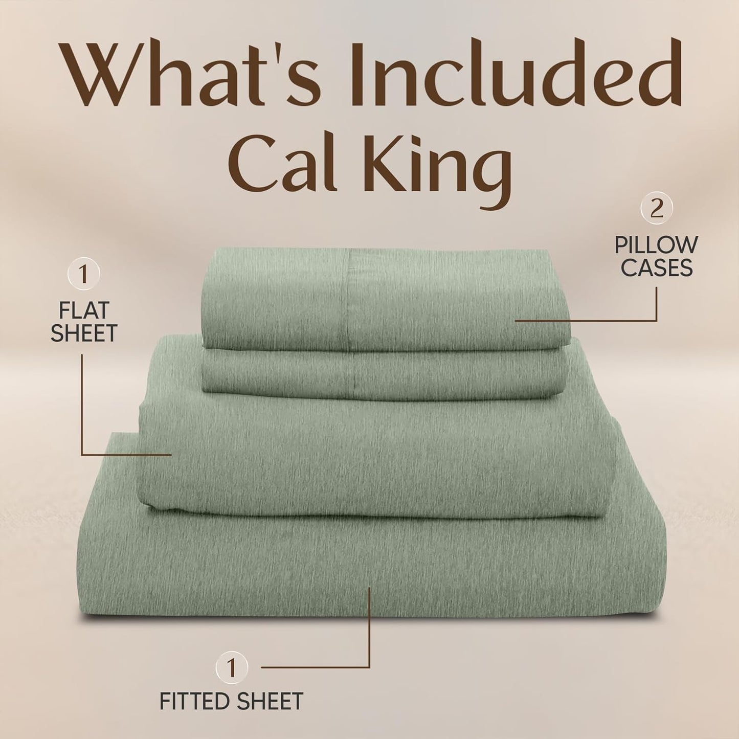 Utopia Bedding California King Sheet Set - Soft, Breathable Microfiber, 4-Piece in Heather Sage