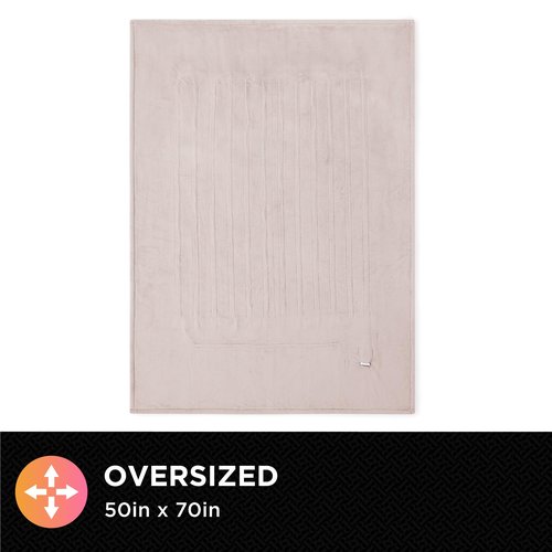 Brookstone Oversized Electric Heated Throw - Heated Blankets - 4 Heat Settings, 4-Hour Auto Shut Off, 100% Polyester, 50"x60" - Taupe