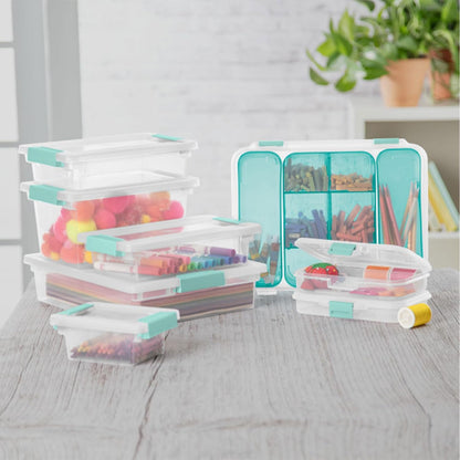 Sterilite Medium Clip Box - Stackable Storage Bin with Latching Lid for Organizing Crafts & Papers | Clear