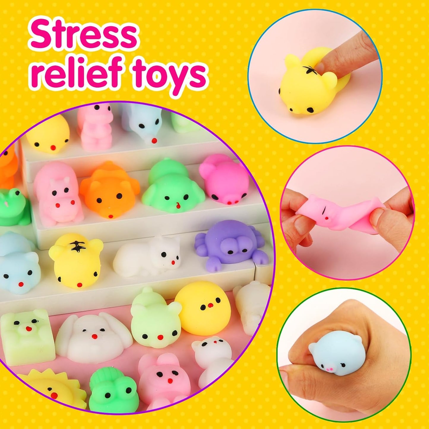 Skiennix Mochi Squishy Toys - 200 Pcs Kawaii Bulk Party Favors for Kids & Teens | Perfect for Easter & Birthdays