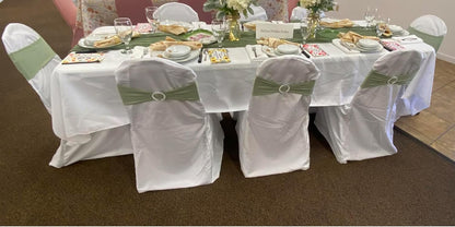 Skiennix Spandex Chair Sashes - 50 Pack Sage Green Elastic Covers for Wedding & Banquet Decor