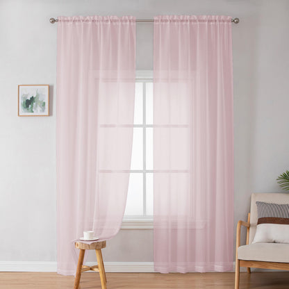 OWEINE Sheer Curtains 90 Inches Long 2 Panels Set, Light Filtering Fimly Voile Solid Blush Window Curtain Panels for Living Room Bedroom, Soft Voile Sheer Curtains & Drapes, Total 84 Inches Width