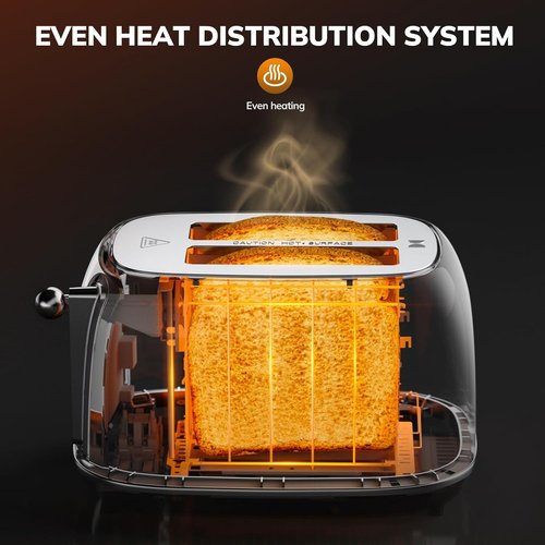 Keenstone Smart Touch Screen Toaster - Retro 2-Slice Stainless Steel with 6 Browning Levels | White