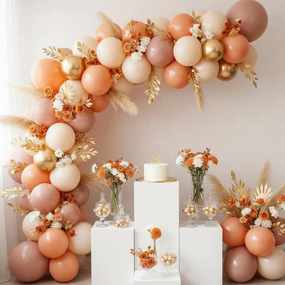 RUBFAC Peach Balloon Garland Kit - 129pcs Latex Balloons in Light Orange & Blush Pink | Perfect for Weddings, Showers & Birthdays