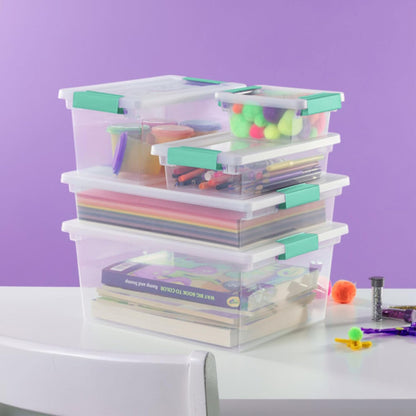 Sterilite 6-Pack Clip Box - Stackable Clear Plastic Bins with Latching Lids for Home & Office Organization