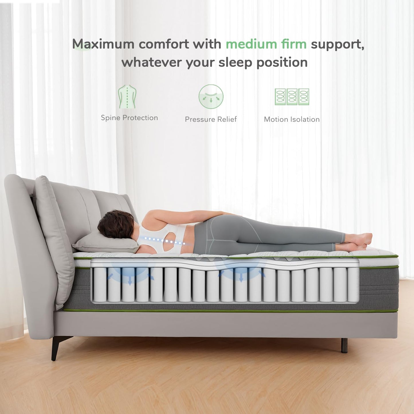 Novilla King Mattress,12 Inch Gel Memory Foam Hybrid Mattress with Individually Pocket Springs, Breathable Mattresses King for Cool Sleep,Motion Isolation & Pressure Relief, Medium Firm, vigour