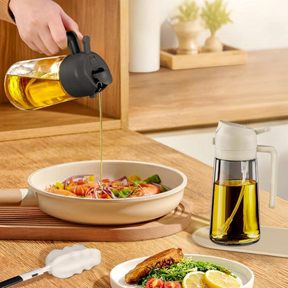 YARRAMATE Glass Olive Oil Sprayer Set - 4Pcs 16oz with Stickers, Non-Slip Mats & Cleaning Brush | Perfect Kitchen Gift