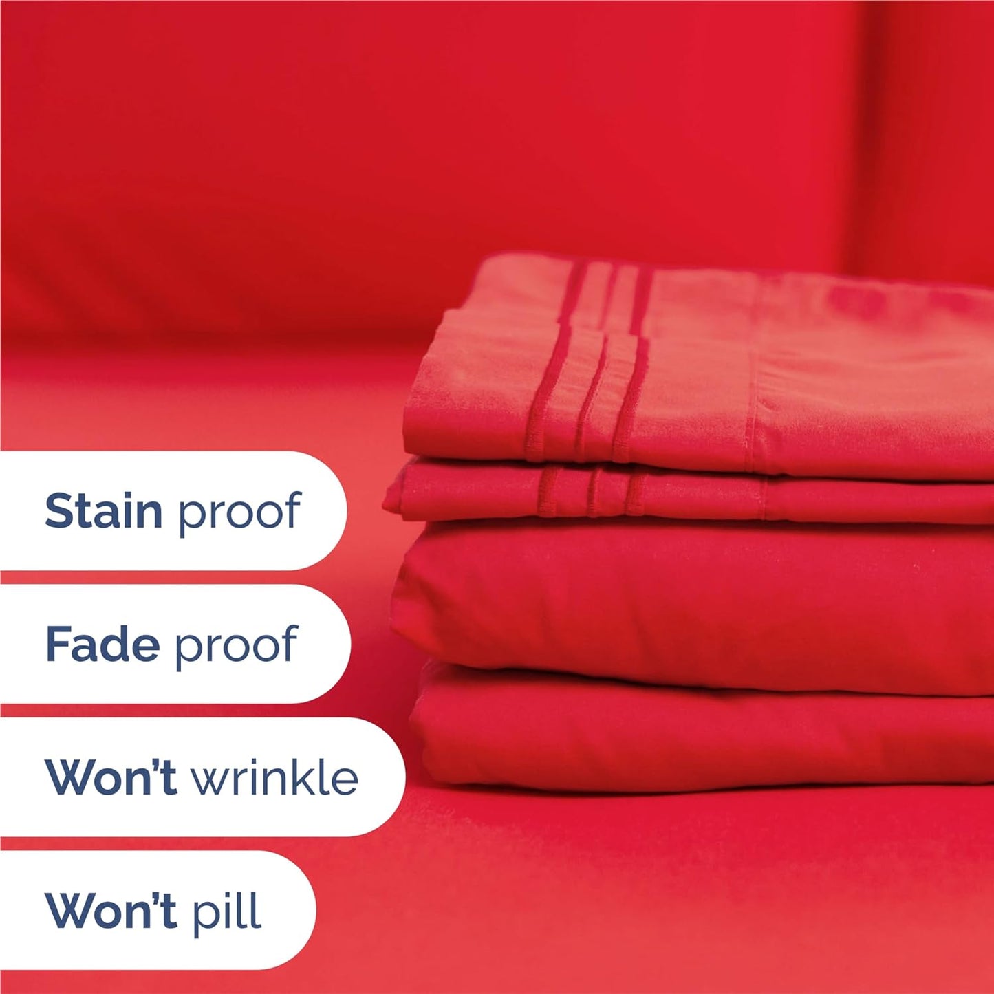 Split King Size 5-Piece Sheet Set - Ultra-Soft Cooling Bed Sheets | Hotel Luxury Bedding - Deep Pockets, Wrinkle-Free - Oeko-Tex Certified - Red