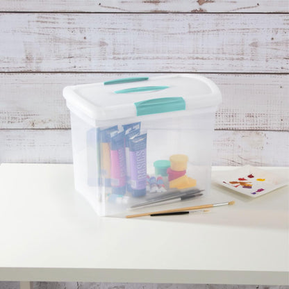 Sterilite Large Nesting ShowOffs - Stackable Storage Bins with Latching Lid | Clear Plastic, 6-Pack for Office Organization