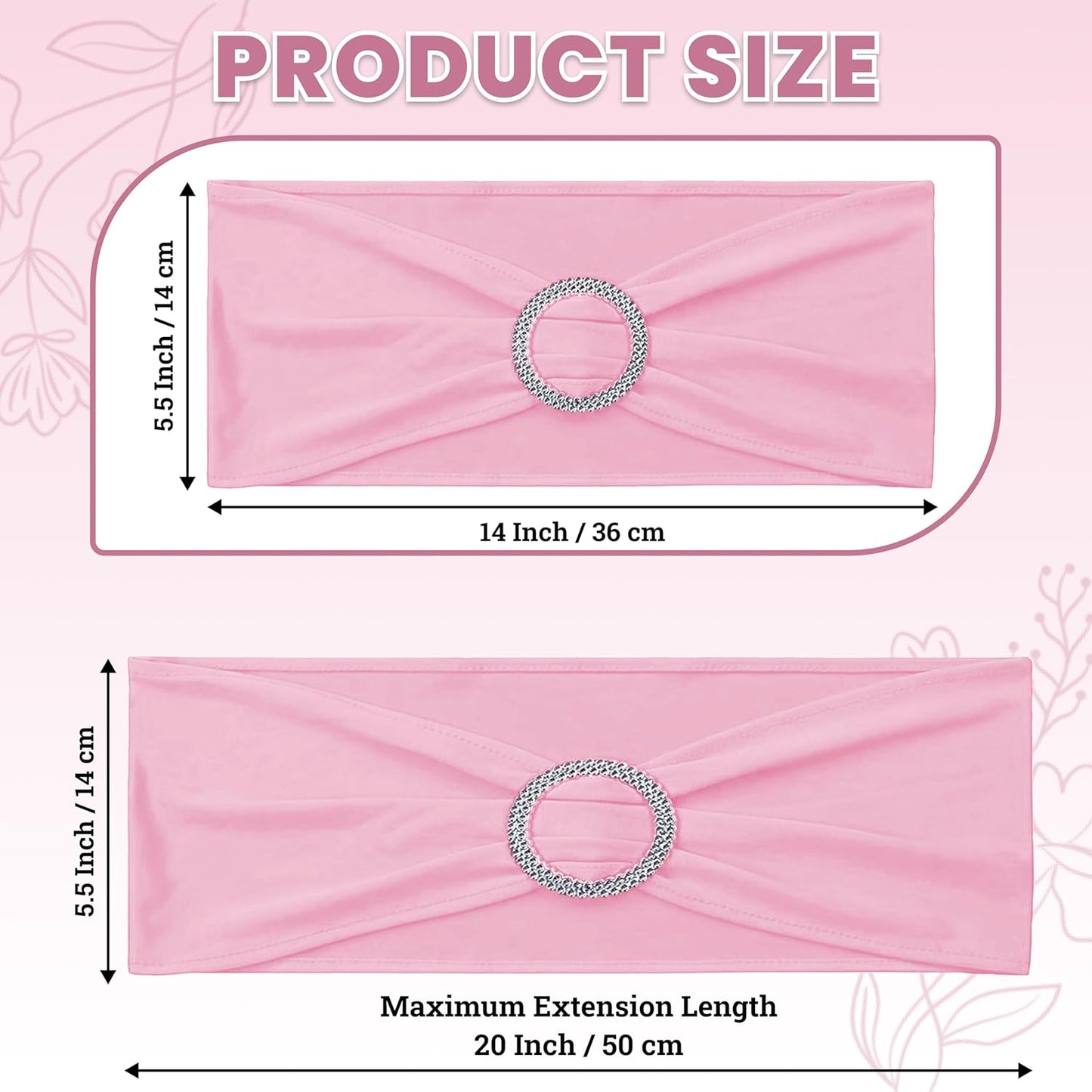 MDS Spandex Chair Sashes - Universal Fit Stretch Bands with Buckle Slider for Wedding Decor | Pink, Pack of 150