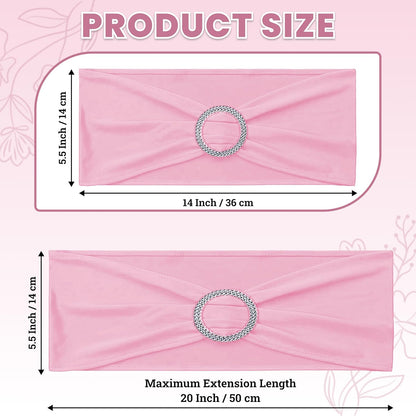 MDS Spandex Chair Sashes - Universal Fit Stretch Bands with Buckle Slider for Wedding Decor | Pink, Pack of 150