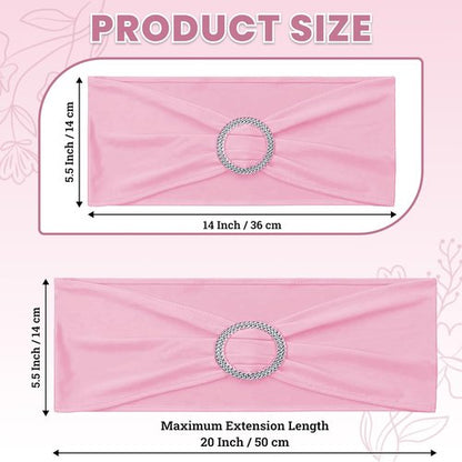 MDS Spandex Chair Sashes - Pack of 200 Universal Elastic Stretch Ties with Slider Bow - Pink