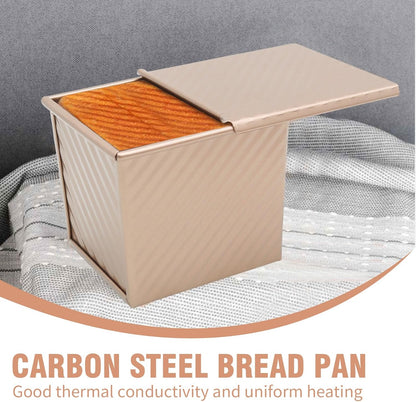 Saihisday Nonstick Square Loaf Pan Set - Mini Toast Box with Lid, 4.53 x 3.94 x 4.33 Inch | Perfect Baking Gift for Bread Lovers