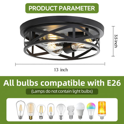 piano7797 13 inch Black Flush Mount Ceiling Light Fixtures,3-Light Modern Hallway Light Fixtures Ceiling, Black Light Fixture Ceiling Mount for Farmhouse,Kitchen, Bedroom 2 Pack