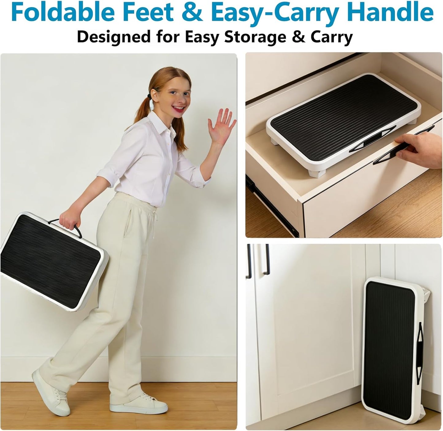Simple Deluxe Foldable Step Stool - Heavy Duty Non-Slip Foot Stool for Adults & Kids | 330 Lbs Capacity