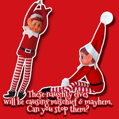 Elfie & Elvie | Fun Playful Elf Figures - Soft Body & Vinyl Face - Set of 2, Red
