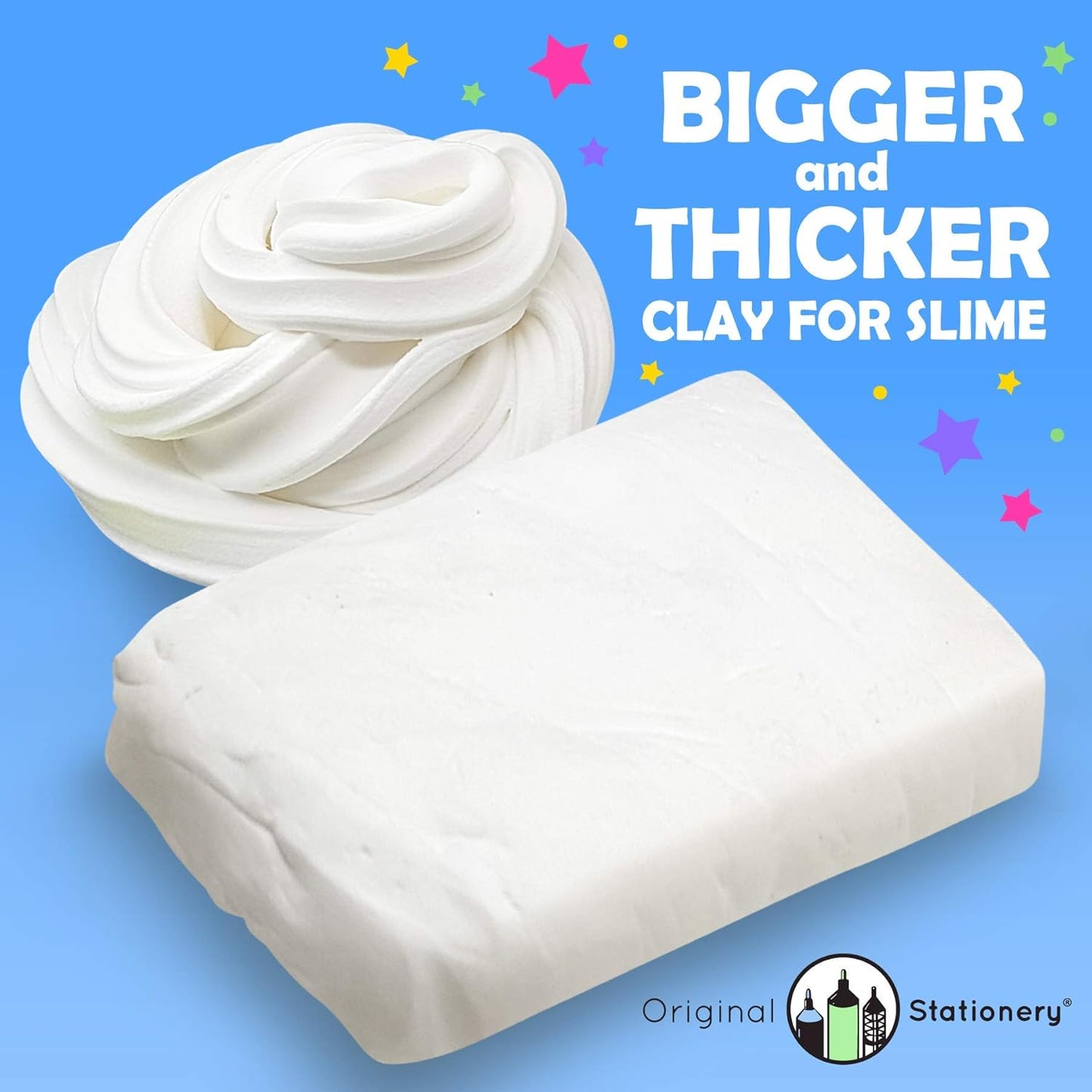 Original Stationery Soft Clay - White Foam Clay Add-In for Slime Making | 230g (8.1 oz) Stretchy Air-Dry Texture