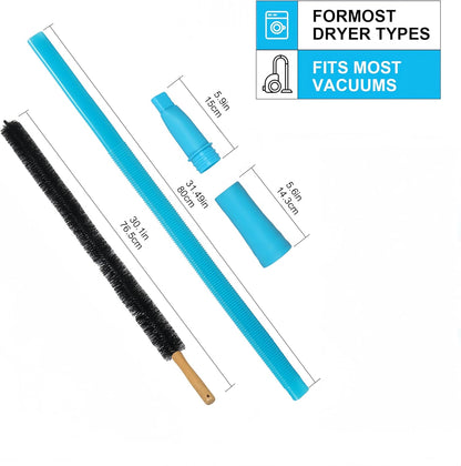 3Pcs Dryer Vent Cleaner Kit - Flexible Lint Brush & Vacuum Attachment with Storage Bag