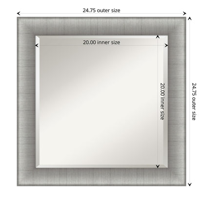 Amanti Art Bathroom Mirror, Elegant Brushed Pewter Wall Mirror for use as Bathroom Vanity Mirror Over Sink (24.75 x 24.75 in.) Beveled Mirror, Silver Mirror, Casual Mirror from WI, USA