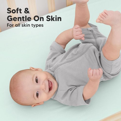KeaBabies Organic Crib Sheets - 2-Pack Fitted Jersey Cotton for Baby Bed | Soft, Breathable & Cute Prints (Pastel)
