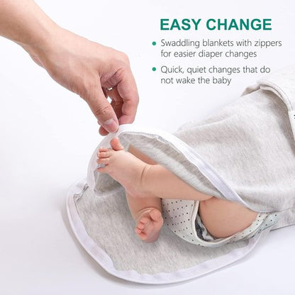 Hakochia Baby Swaddle Sleep Sacks - Easy Diaper Change for Newborns 0-3 Months | 3-Pack for Boys & Girls