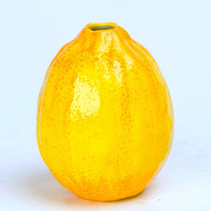 Cynkeyee Unique Lemon-Shaped Vases - Set of 2 Ceramic Decor for Flowers | 3.5 x 3.5 x 4.5 Inch