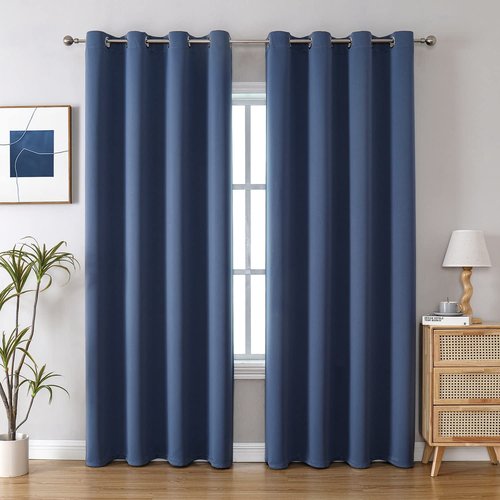 ChrisDowa Grommet Blackout Curtains for Bedroom and Living Room - 2 Panels Set Thermal Insulated Room Darkening Curtains (Stone Blue, 52W x 84L)