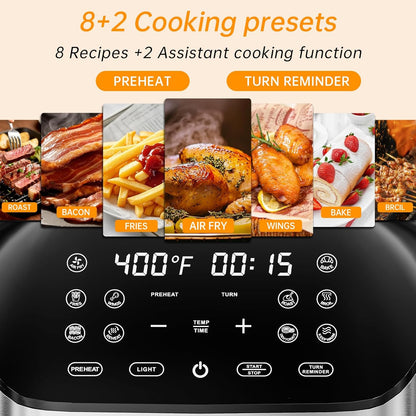 Panana Air Fryer 8.5QT - Compact 10 Preset Functionality with Easy View Window & LED Display