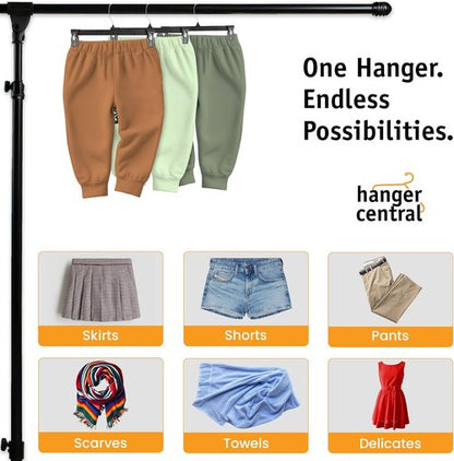 Hanger Central 30 Pack Pants Hangers - Heavy Duty Non-Slip Clips for Skirts & Pants - 10 Inch Black