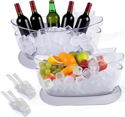 Ice Bucket，Upgraded Beverage Tub with Anti Condensation Silicone Pad and Ice Scoop Set，5.5L Ice Tub，Party Cooler，Mimosa Bar Supplies
